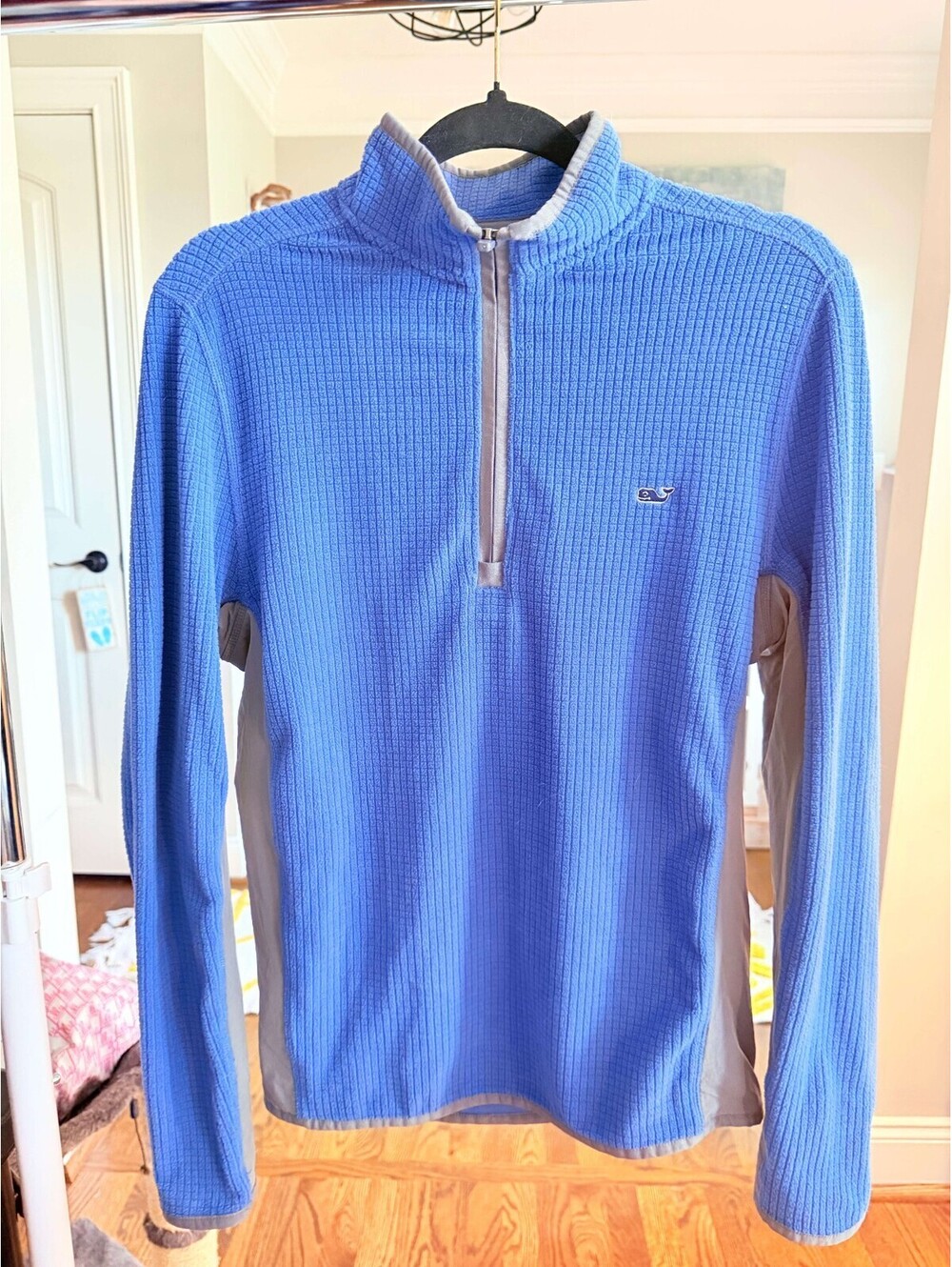 Vineyard Vines VGUC Men’s Waffle Grid Fleece Quarter Zip Pullover Blue Size XS
